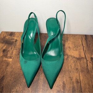 Zara Green Pointed Slingback Heels